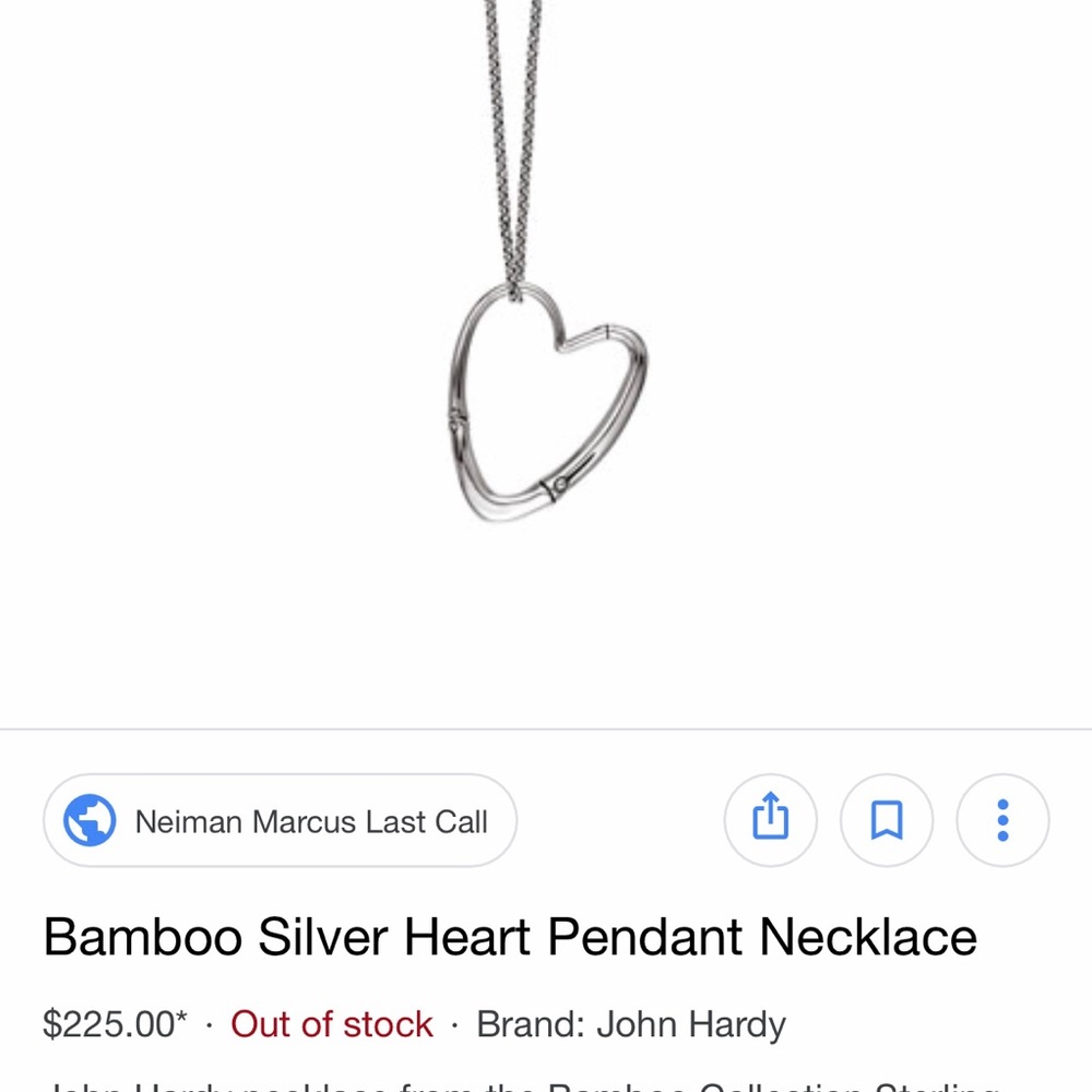 John Hardy Bamboo Silver Heart Pendant Necklace